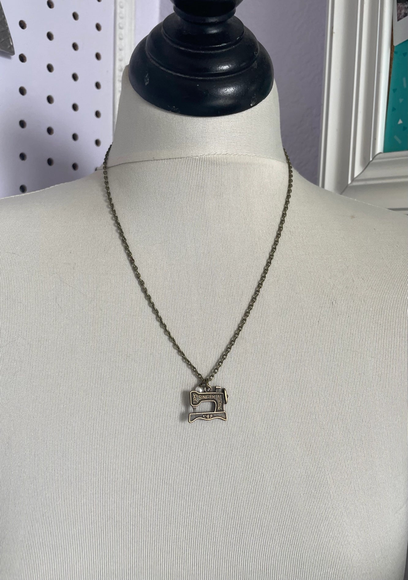 Sewing machine charm necklace