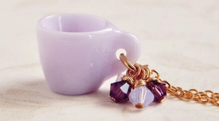 Miniature Tea cup Necklace - Little Cup of Spring