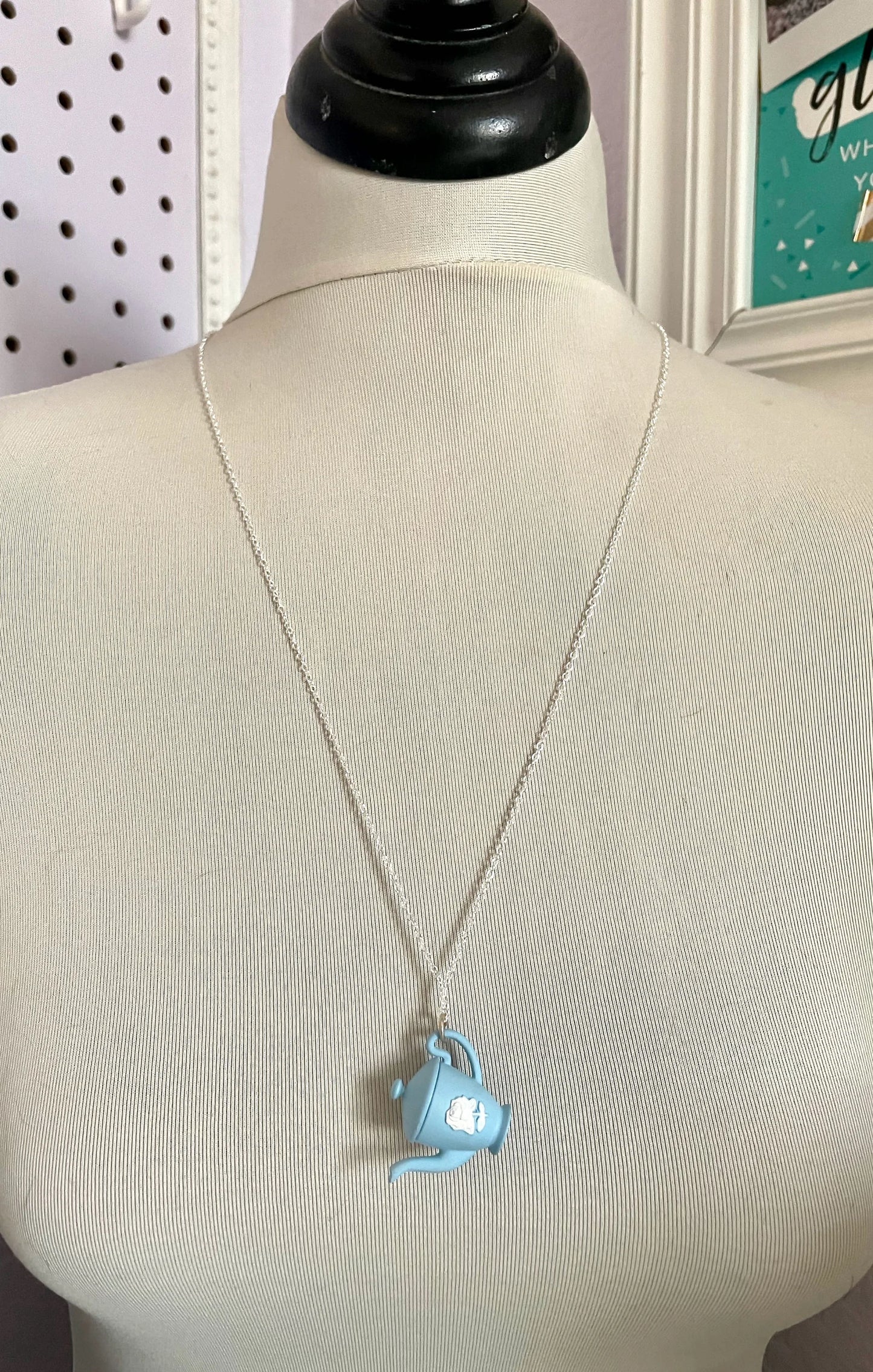 Lorene - white rose teacup or teapot necklace