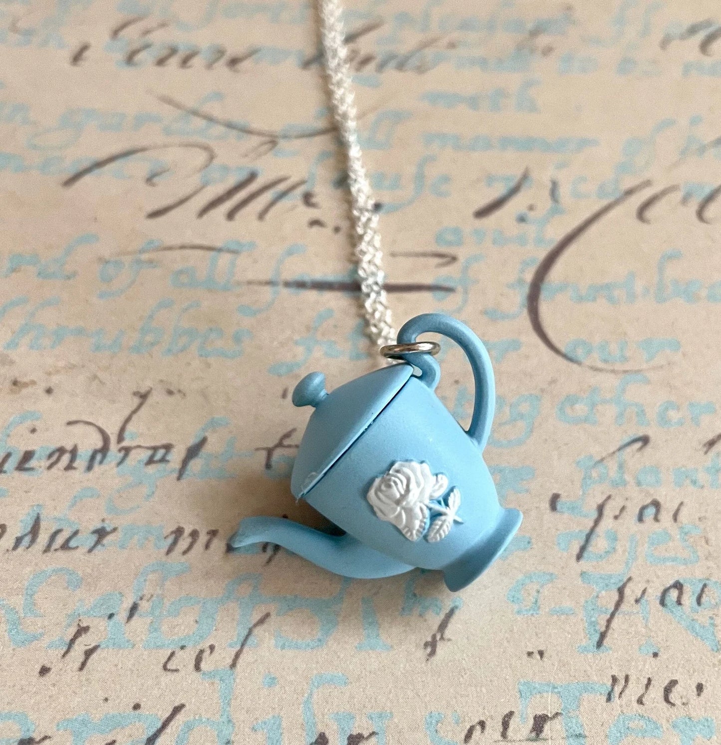 Lorene - white rose teacup or teapot necklace