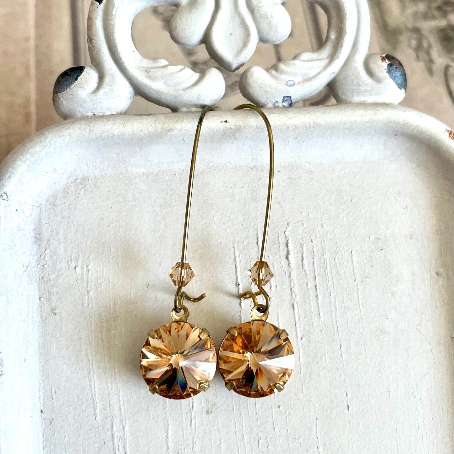 Gold topaz crystal earrings