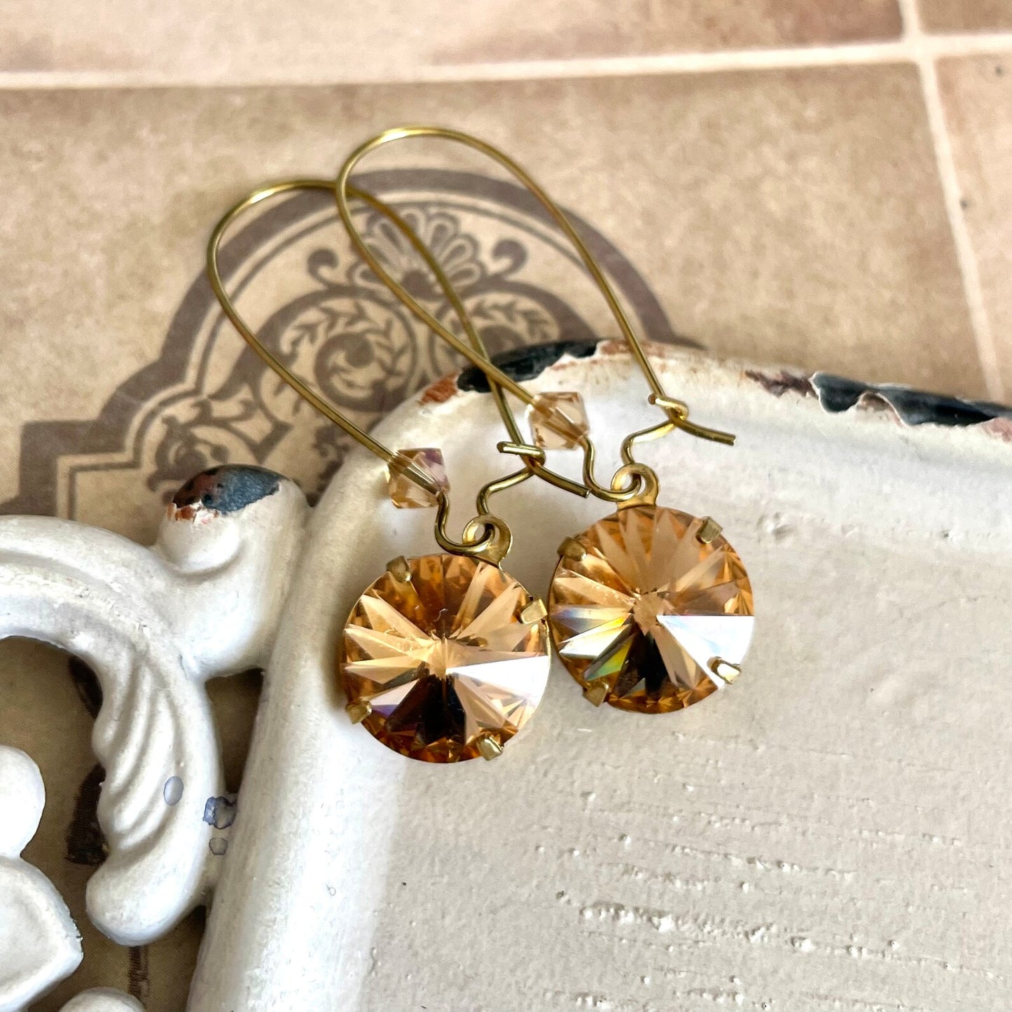 Gold topaz crystal earrings