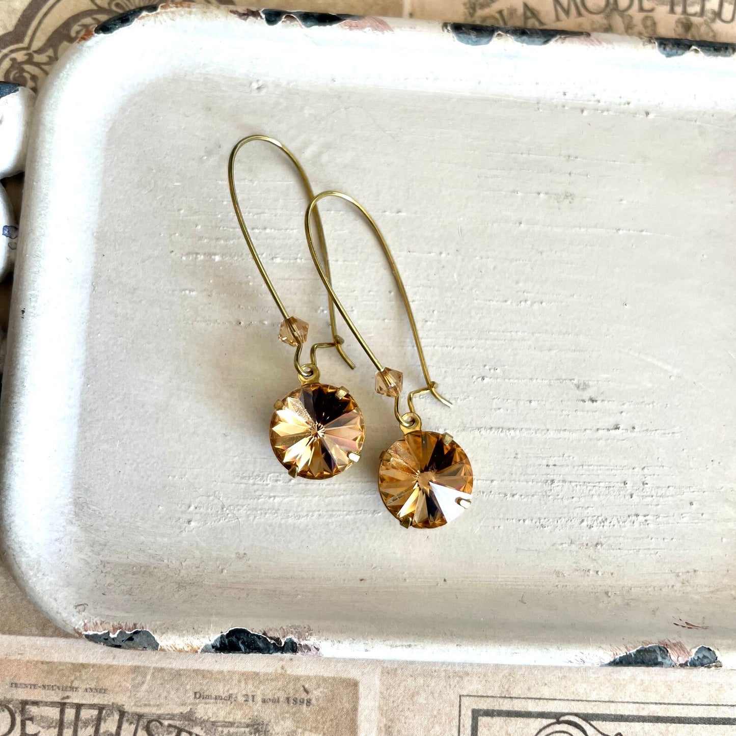 Gold topaz crystal earrings