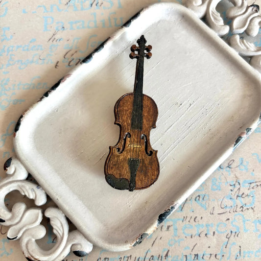 Hand painted violin pin - violin brooch - violin charm - music teacher - music lover
