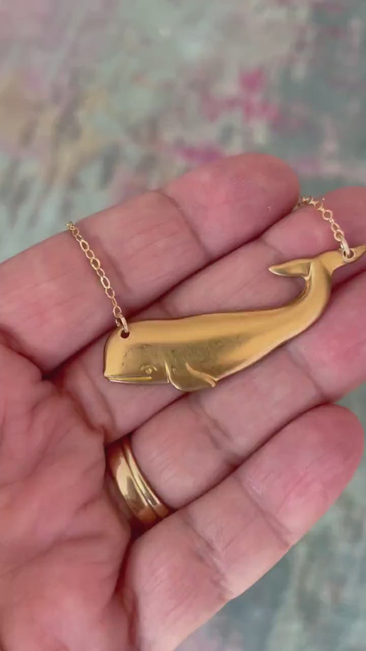 Brass whale necklace