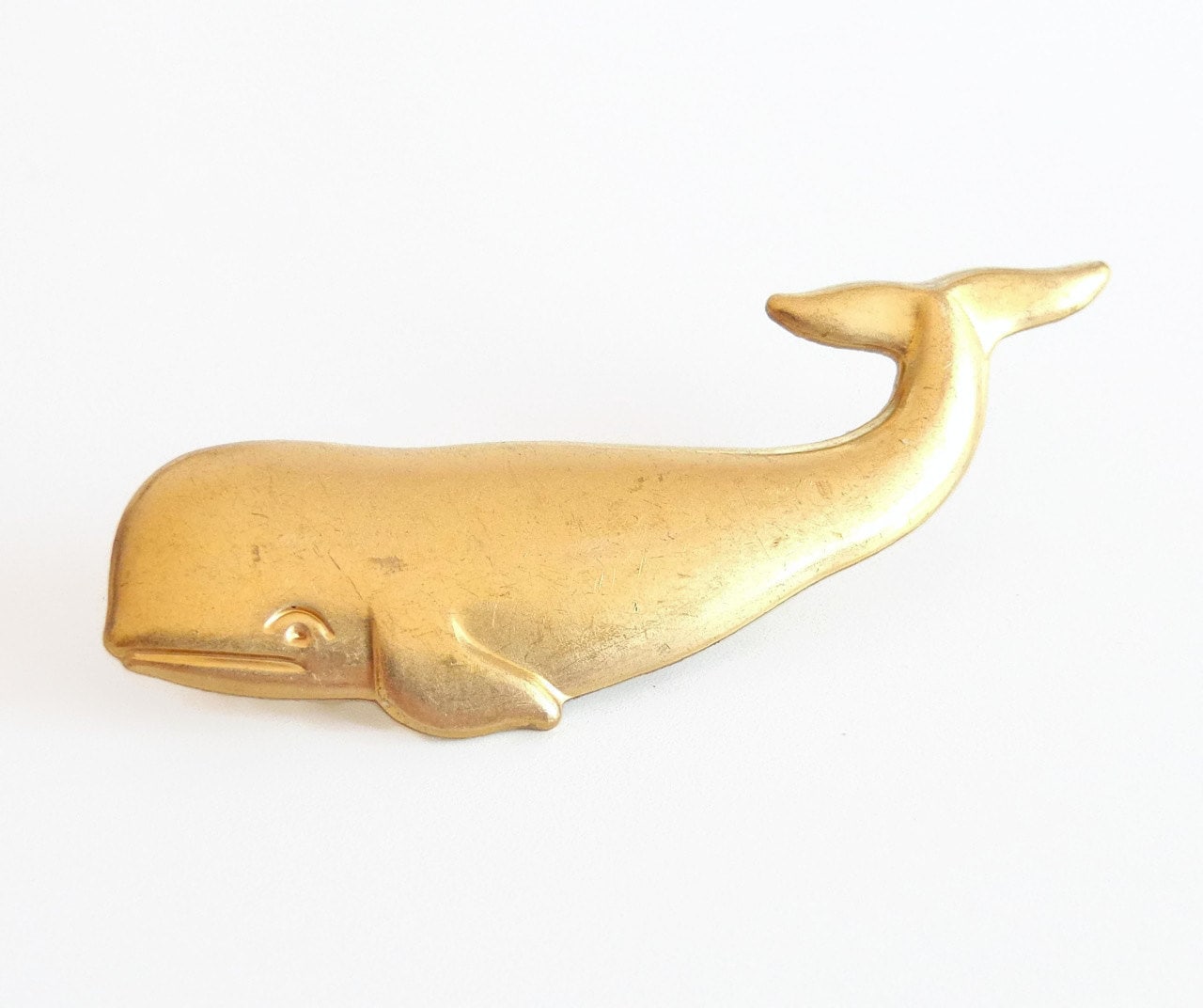 Frankie - vintage brass whale brooch