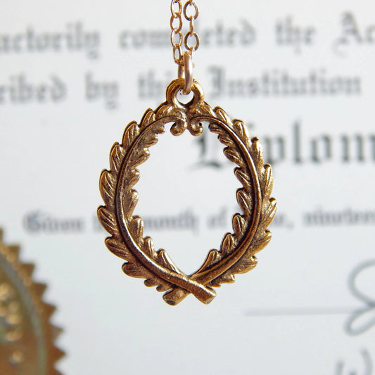 Laurel - Wreath Necklace in Antique Gold
