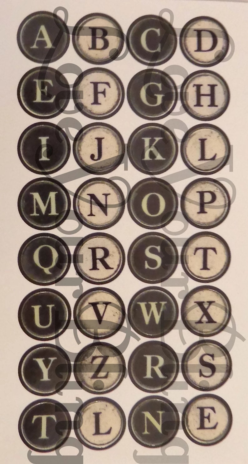 Lorna - Antique Brass Initial Typewriter Key Style Necklace