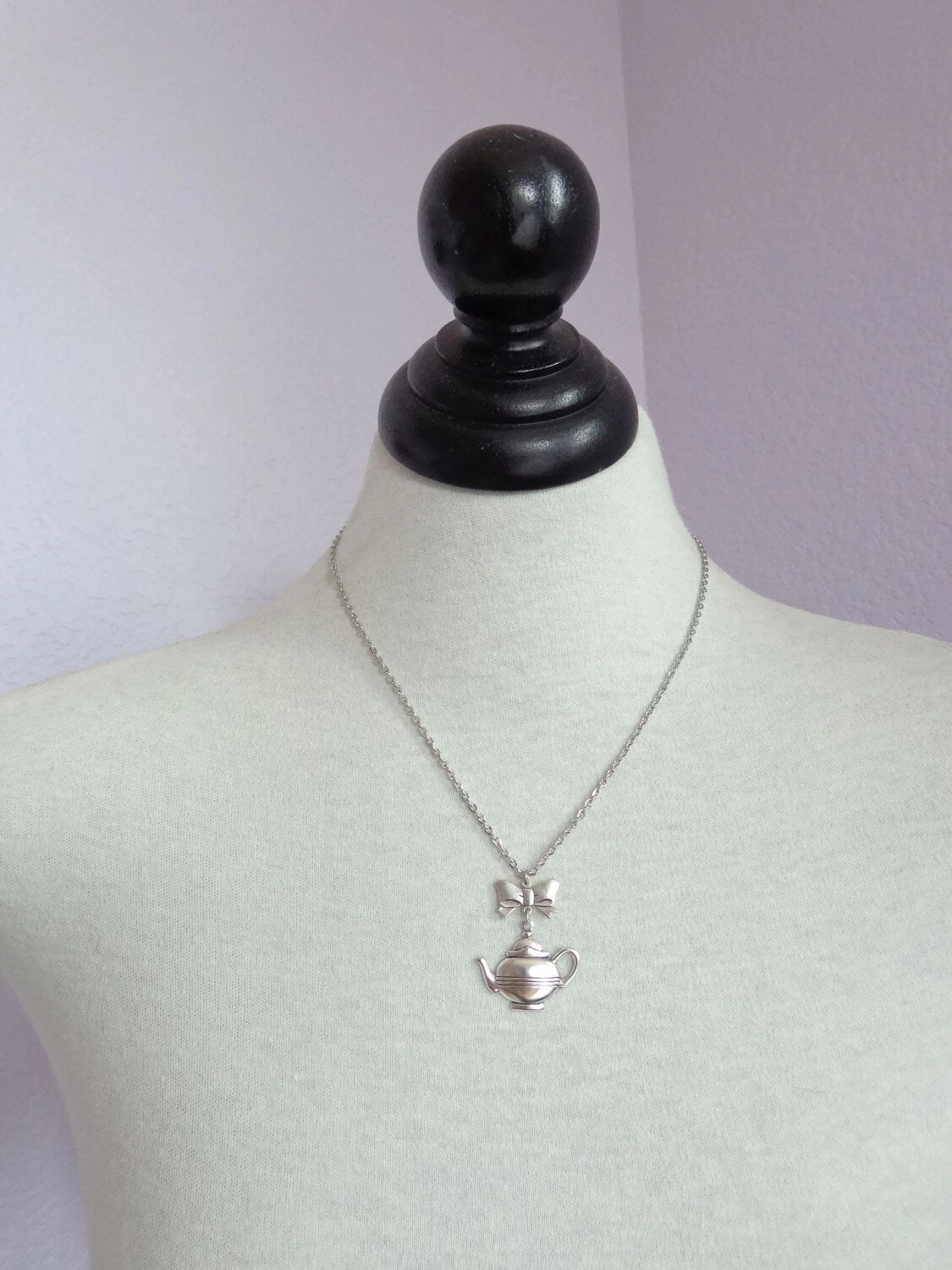 Maxine -Teapot and Bow Necklace