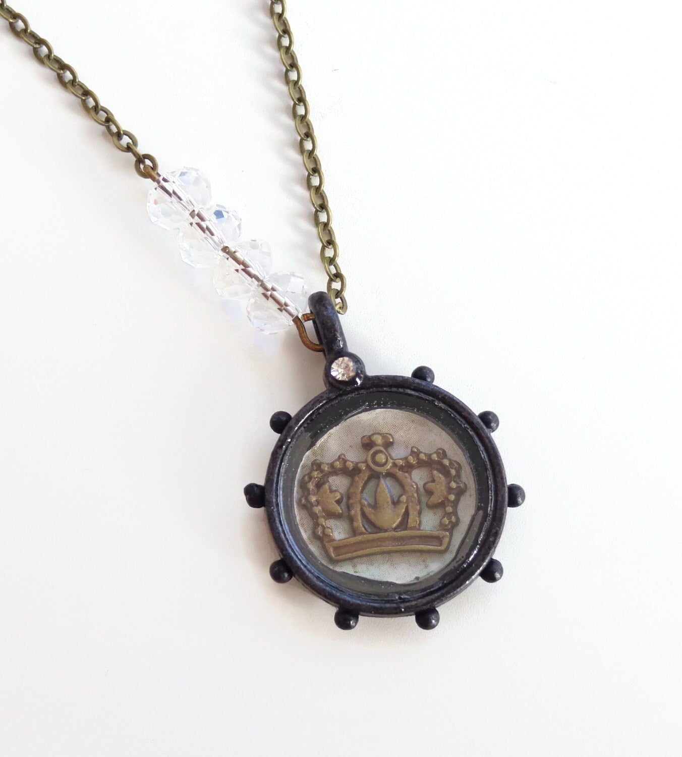 Elizabeth - queen's crown shadow box necklace