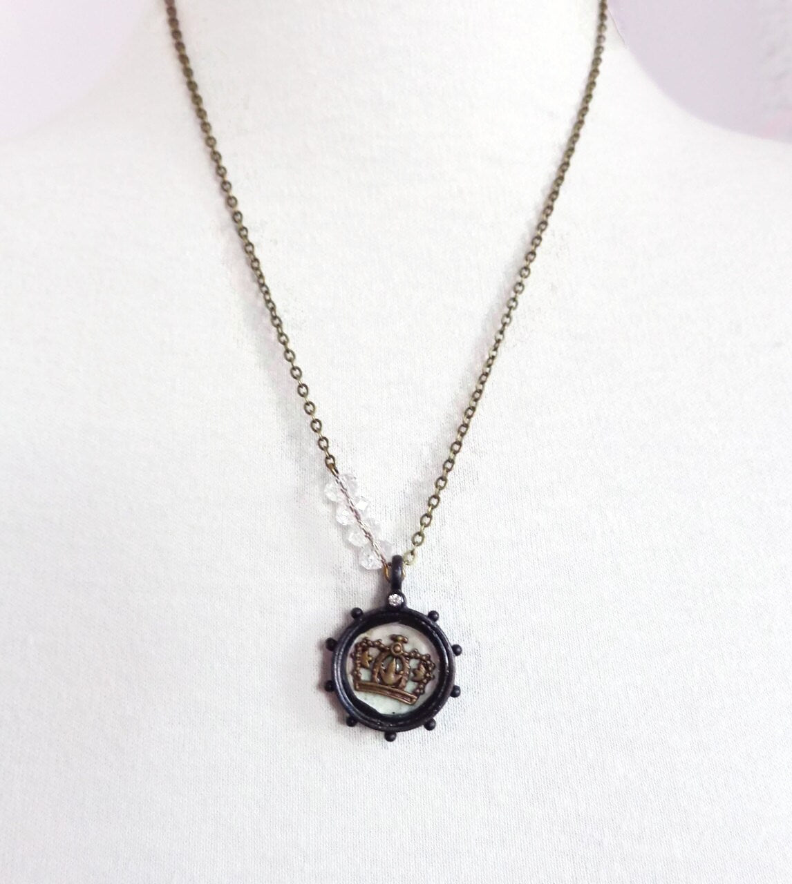 Elizabeth - queen's crown shadow box necklace