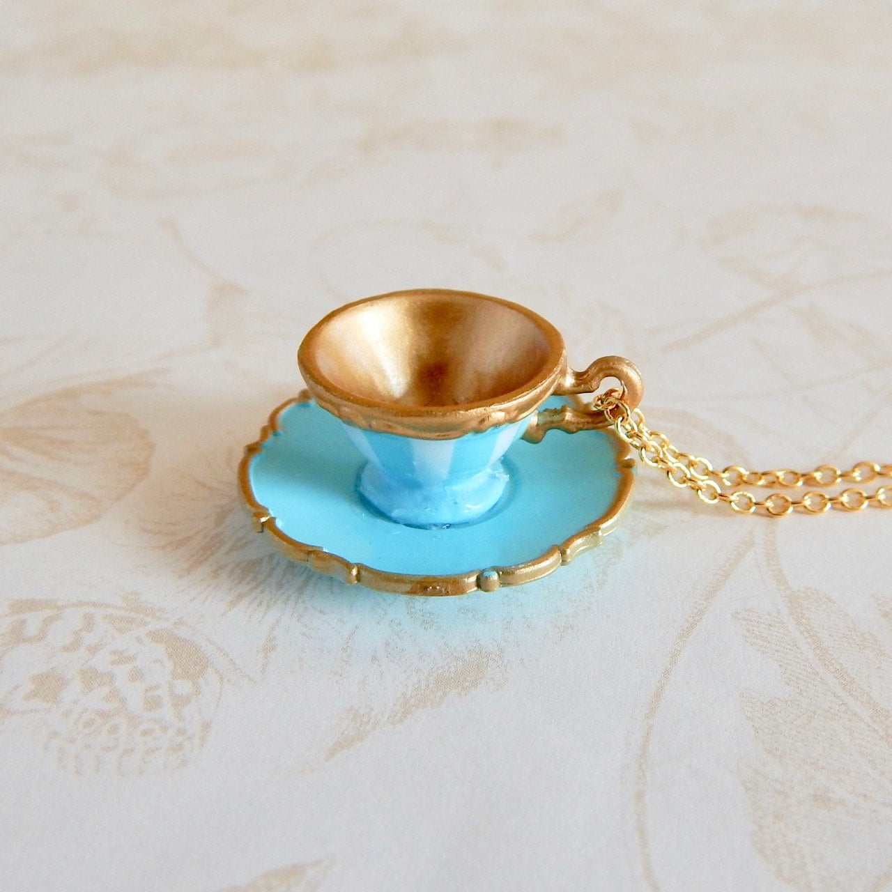 Alice in Wonderland Tea Cup Necklace