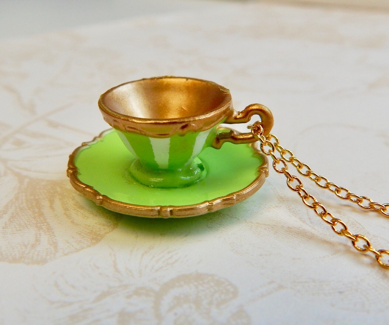 Alice in Wonderland Tea Cup Necklace