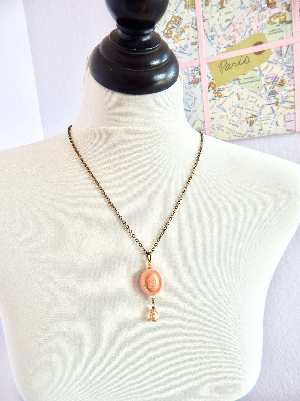 Rose necklace - pink rose necklace