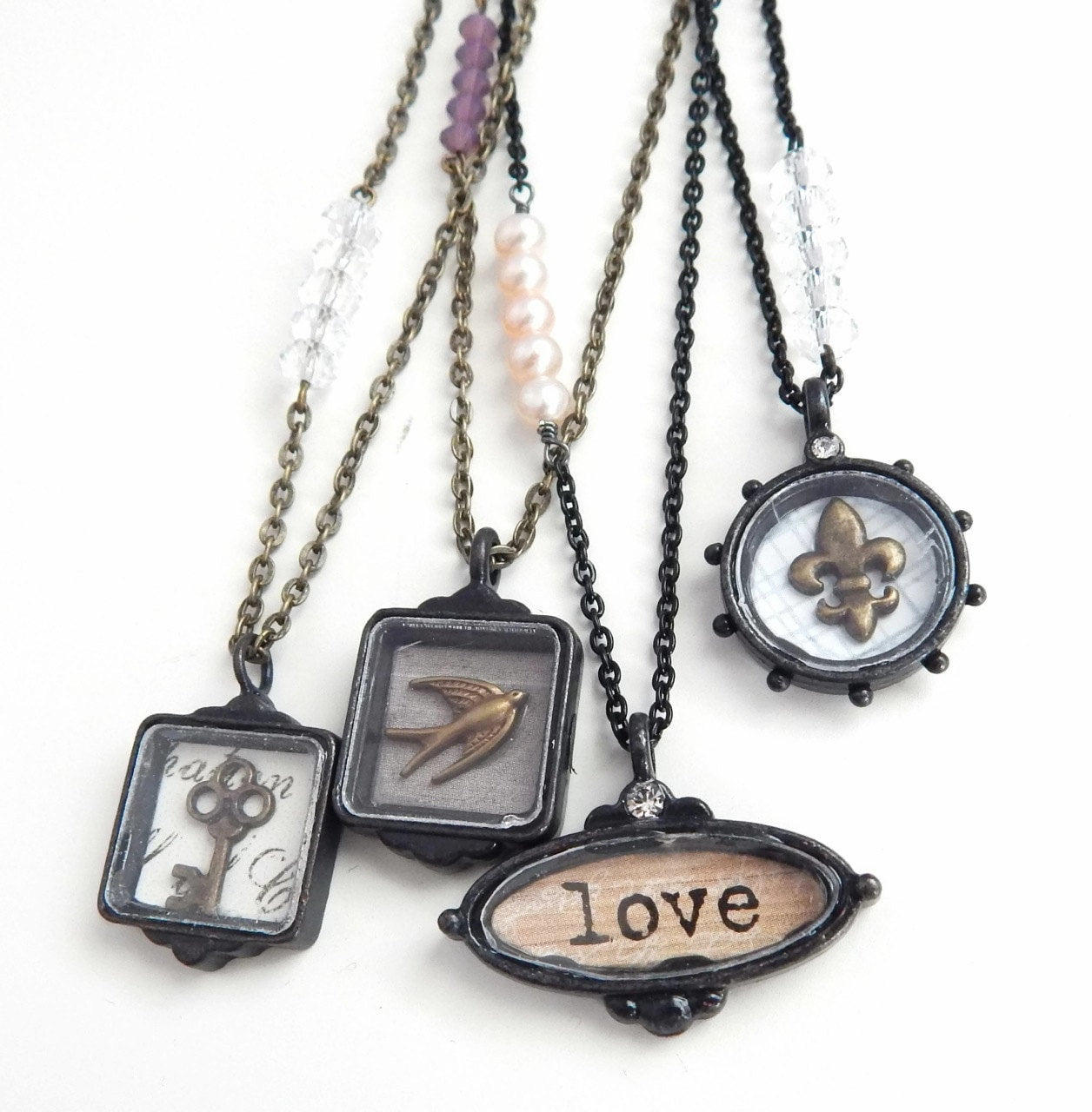 Key shadow box necklace