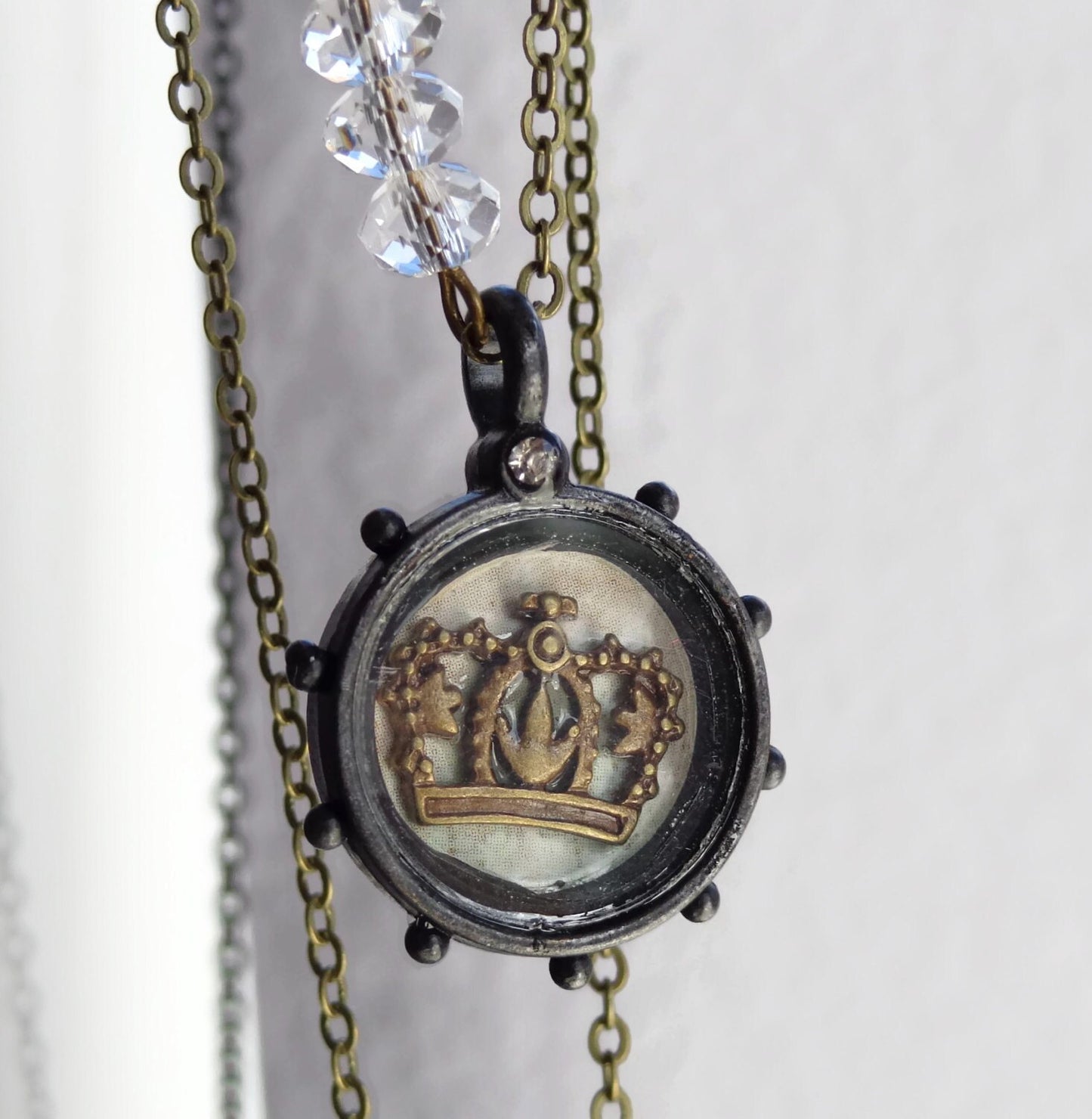 Elizabeth - queen's crown shadow box necklace