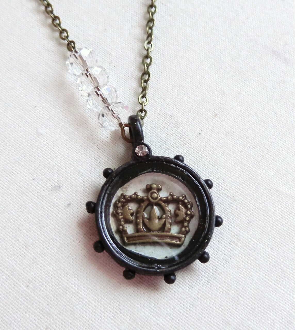 Elizabeth - queen's crown shadow box necklace