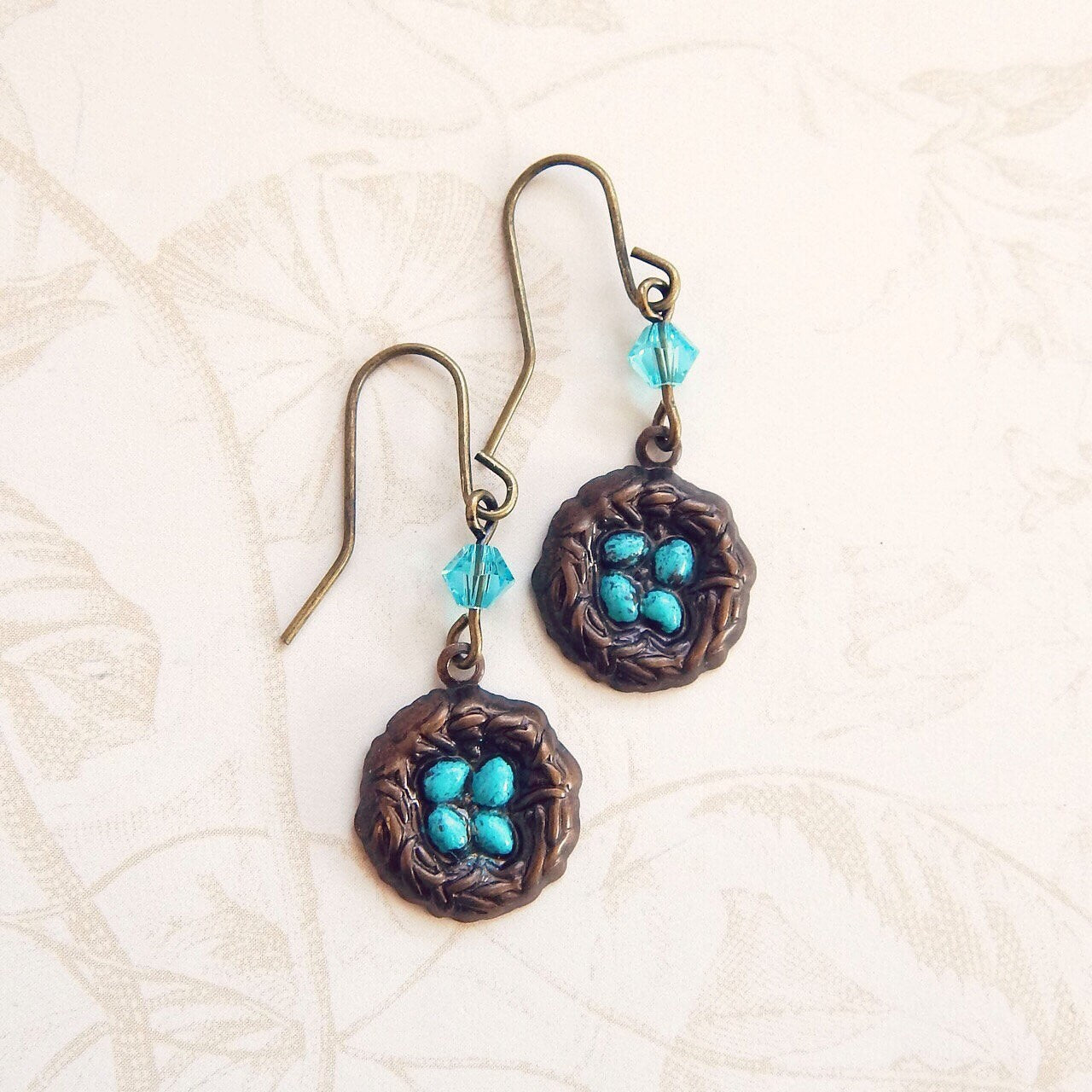 Etta - nest egg earrings - charm earrings created with Swarovski® crystals - robin's egg necklace