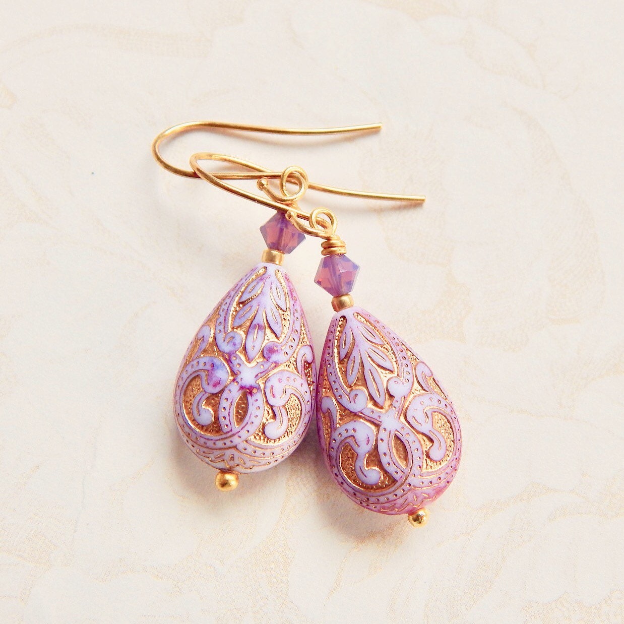 Lorena - lavender teardrop earrings