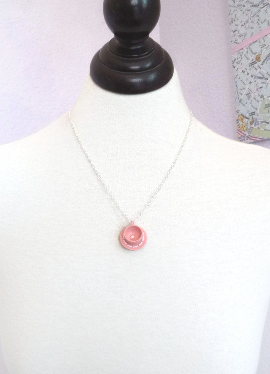 Lorene - white rose teacup or teapot necklace