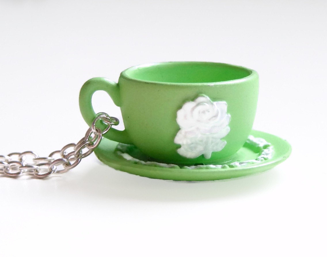 Lorene - white rose teacup or teapot necklace