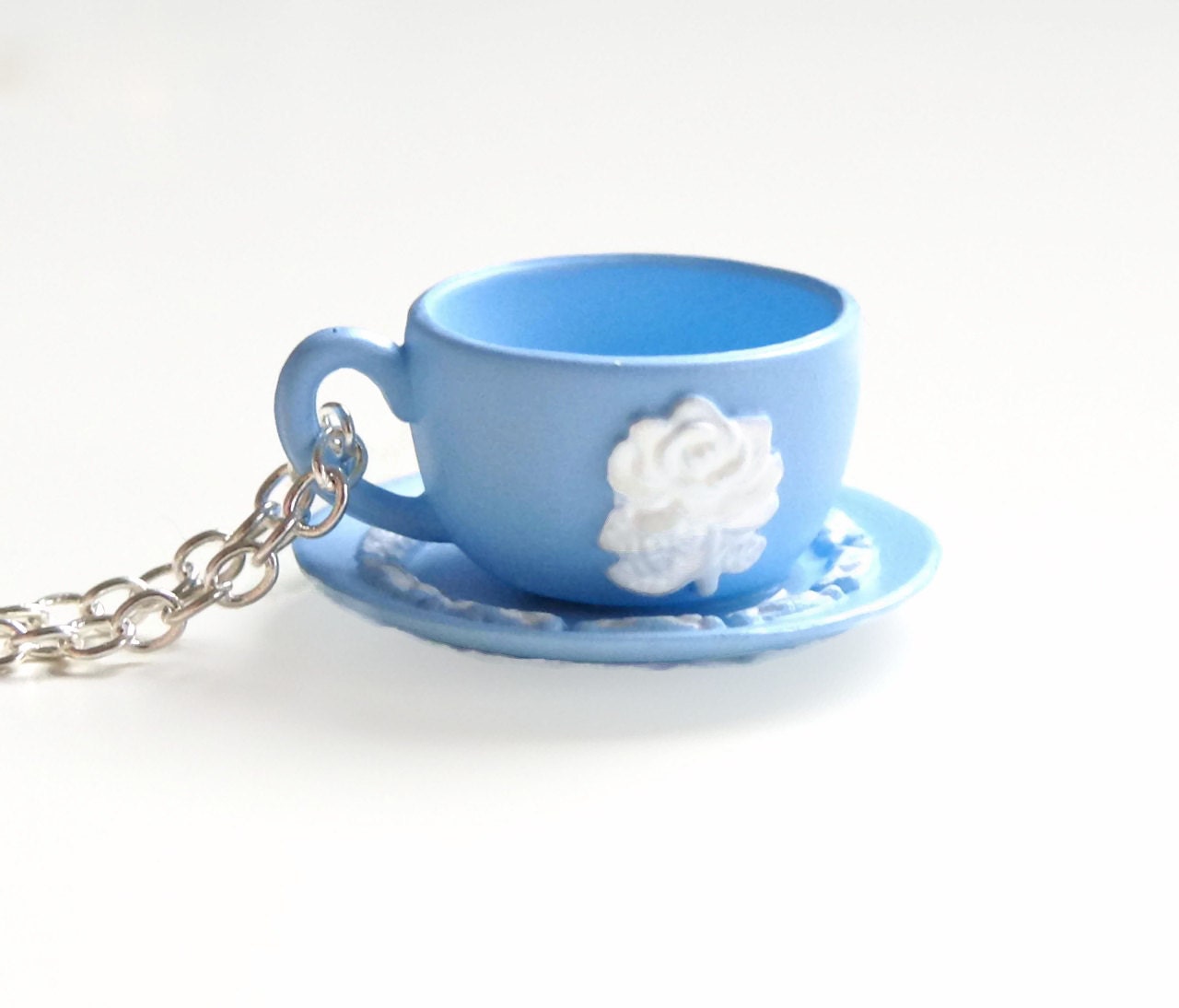 Lorene - white rose teacup or teapot necklace
