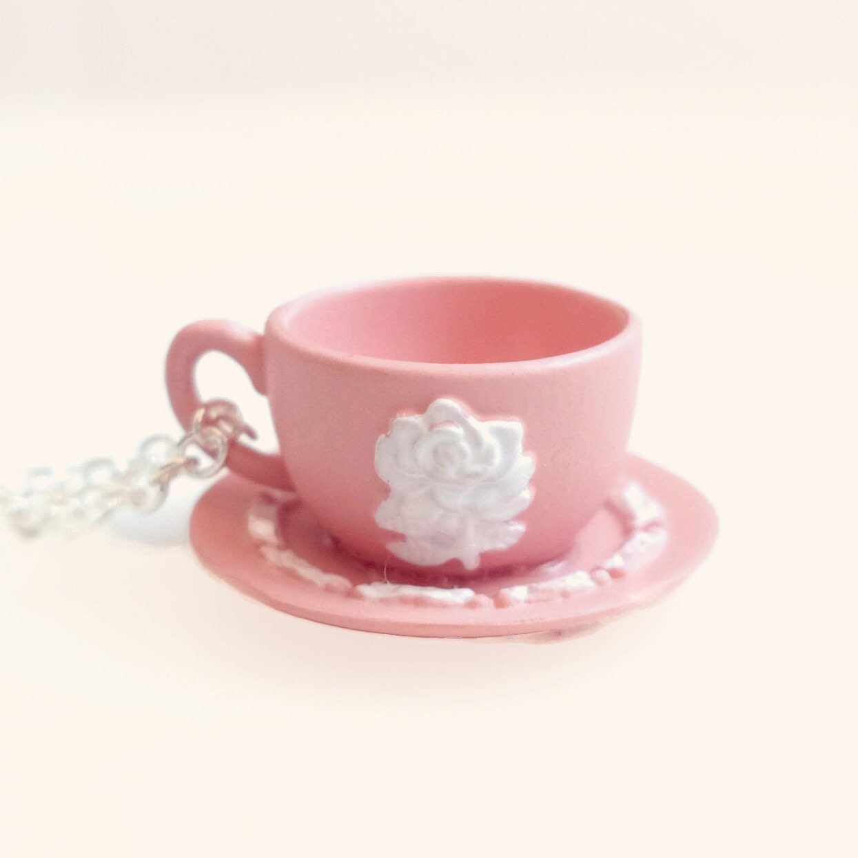 Lorene - white rose teacup or teapot necklace