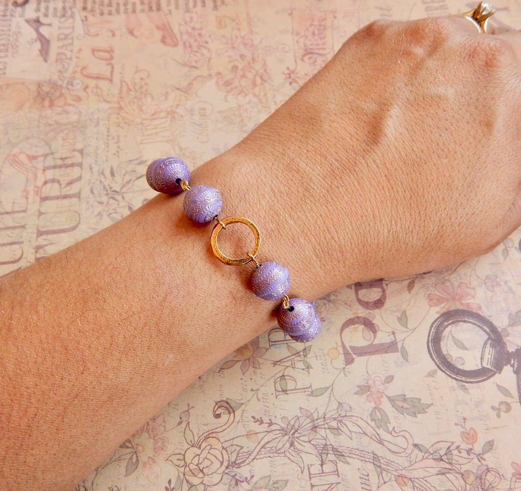 Josephine - lavender beaded bracelet and earring set.