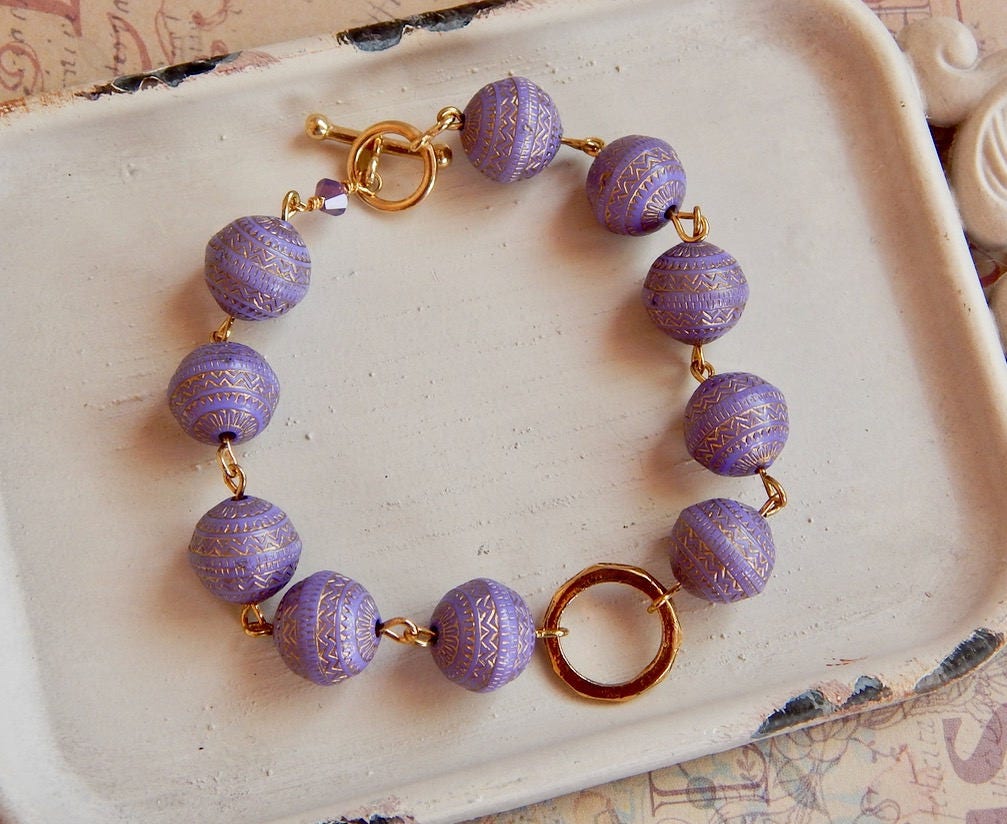 Josephine - lavender beaded bracelet and earring set.