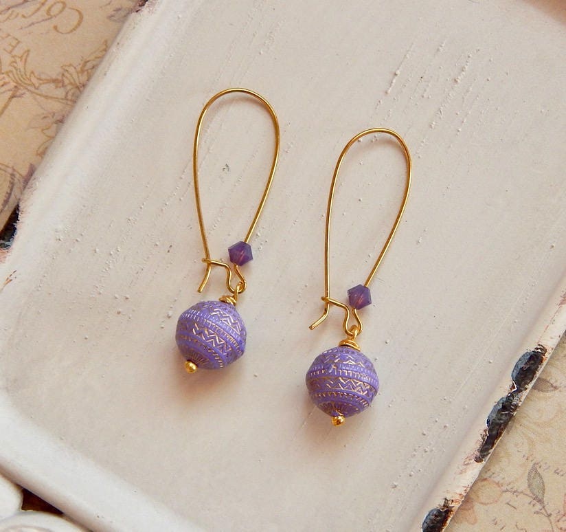 Josephine - lavender beaded bracelet and earring set.