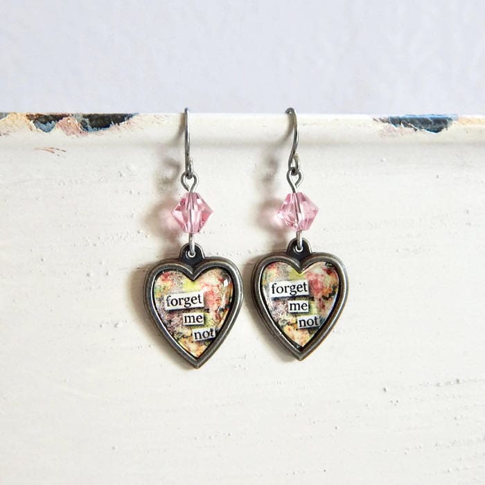 Valentine's Day heart earrings - Forget me not