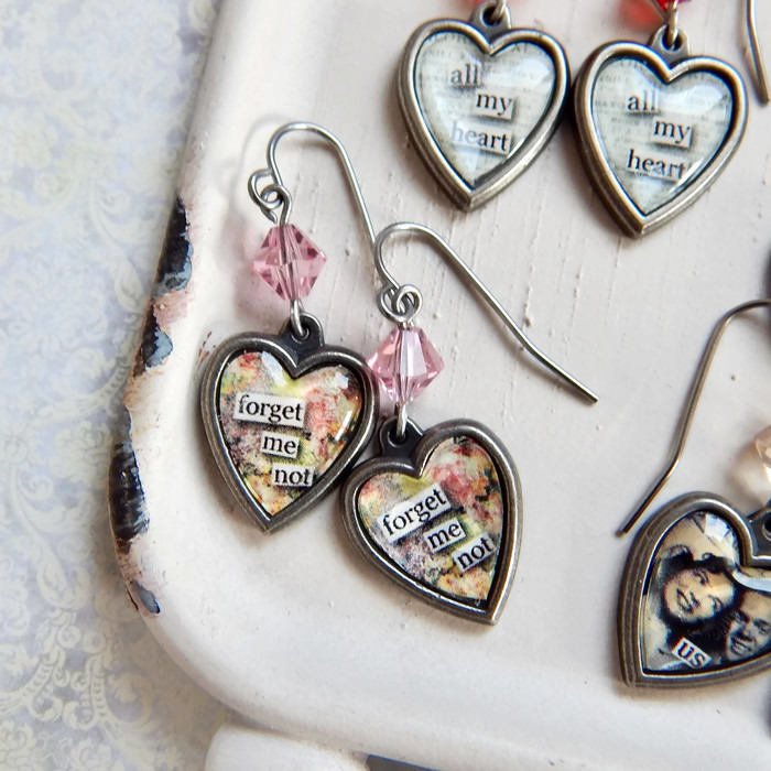 Valentine's Day heart earrings - Forget me not