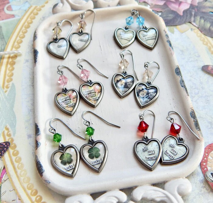 Wish earrings - Inspirational earrings - opal crystal - charm earrings - graduation gift