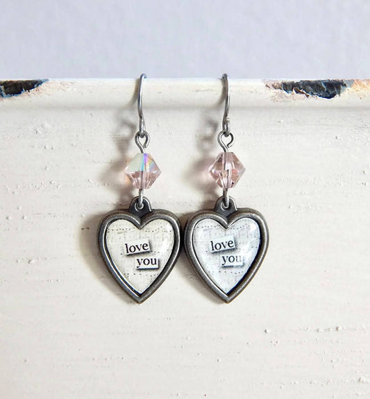 Valentine's Day heart earrings - Love You -
