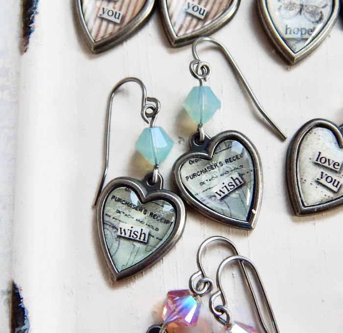 Wish earrings - Inspirational earrings - opal crystal - charm earrings - graduation gift