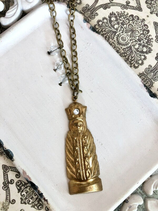 King or Queen chess piece necklace - Queen chess charm - King chess charm  - vintage charm