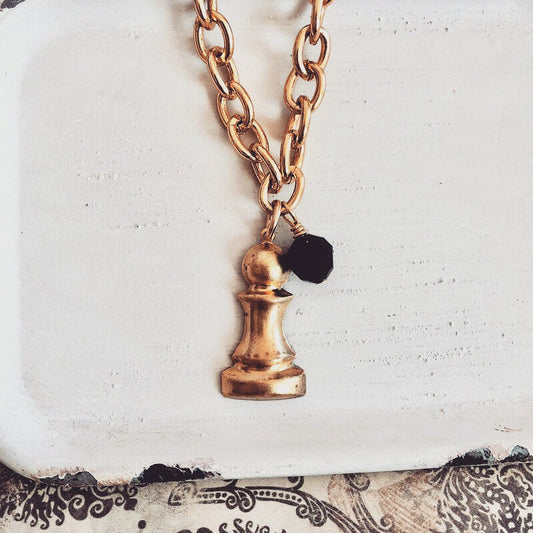 Pawn chess piece bracelet - pawn chess charm  - vintage charm - Ches charm bracelet