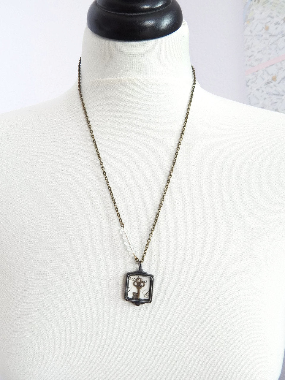 Key shadow box necklace