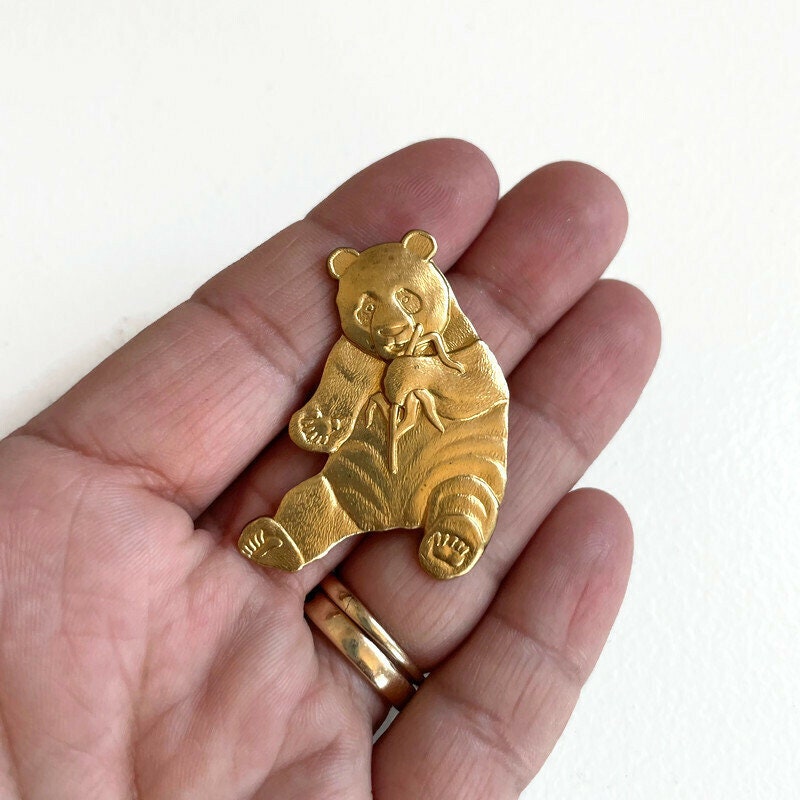 Vintage Brass Panda Pin