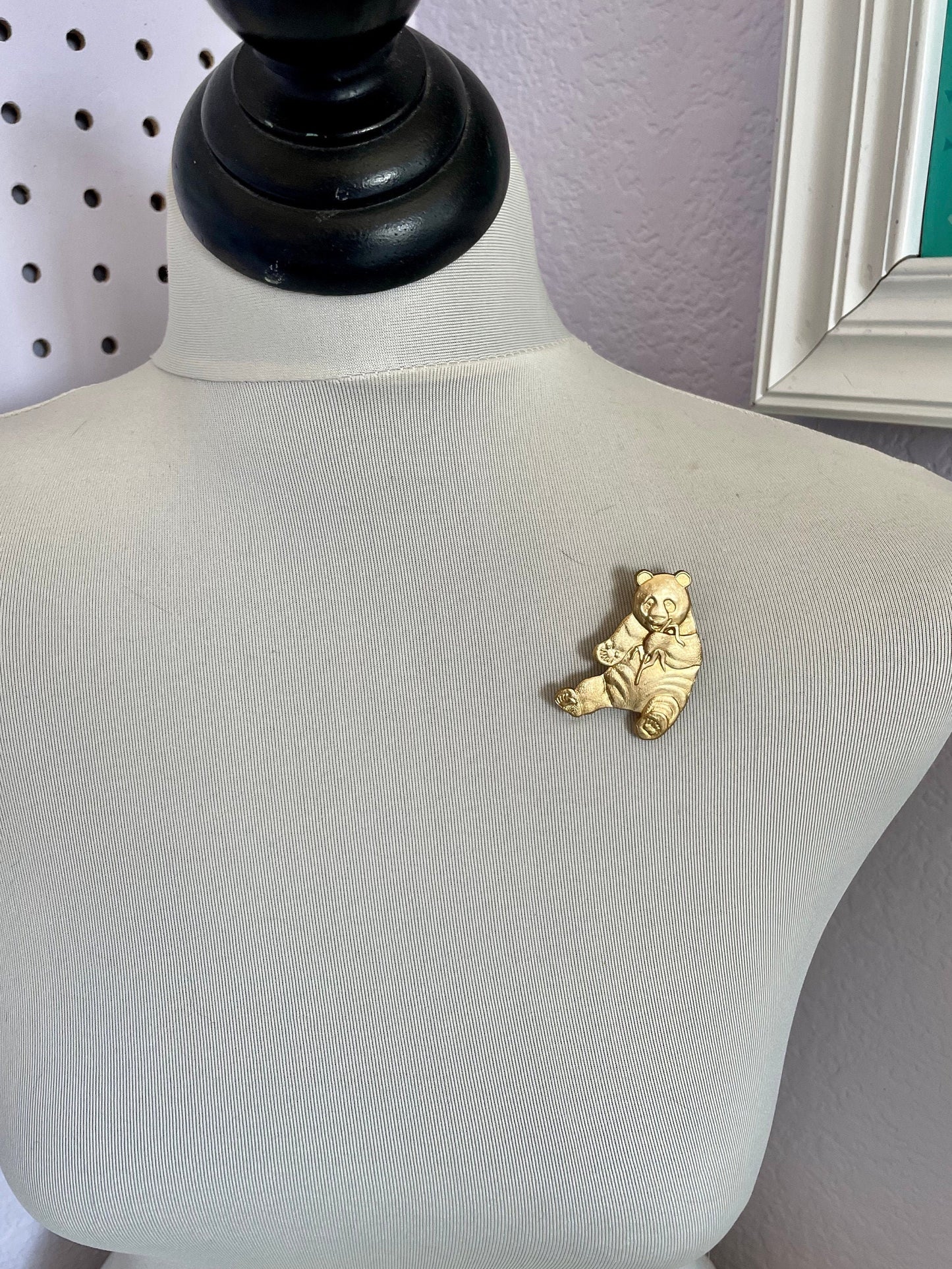 Vintage Brass Panda Pin