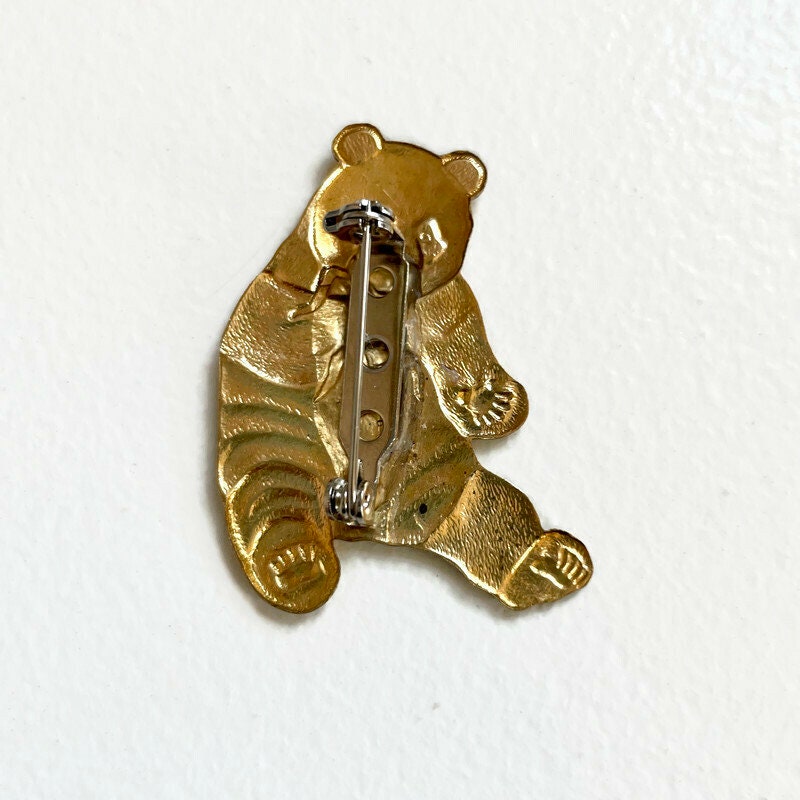 Vintage Brass Panda Pin