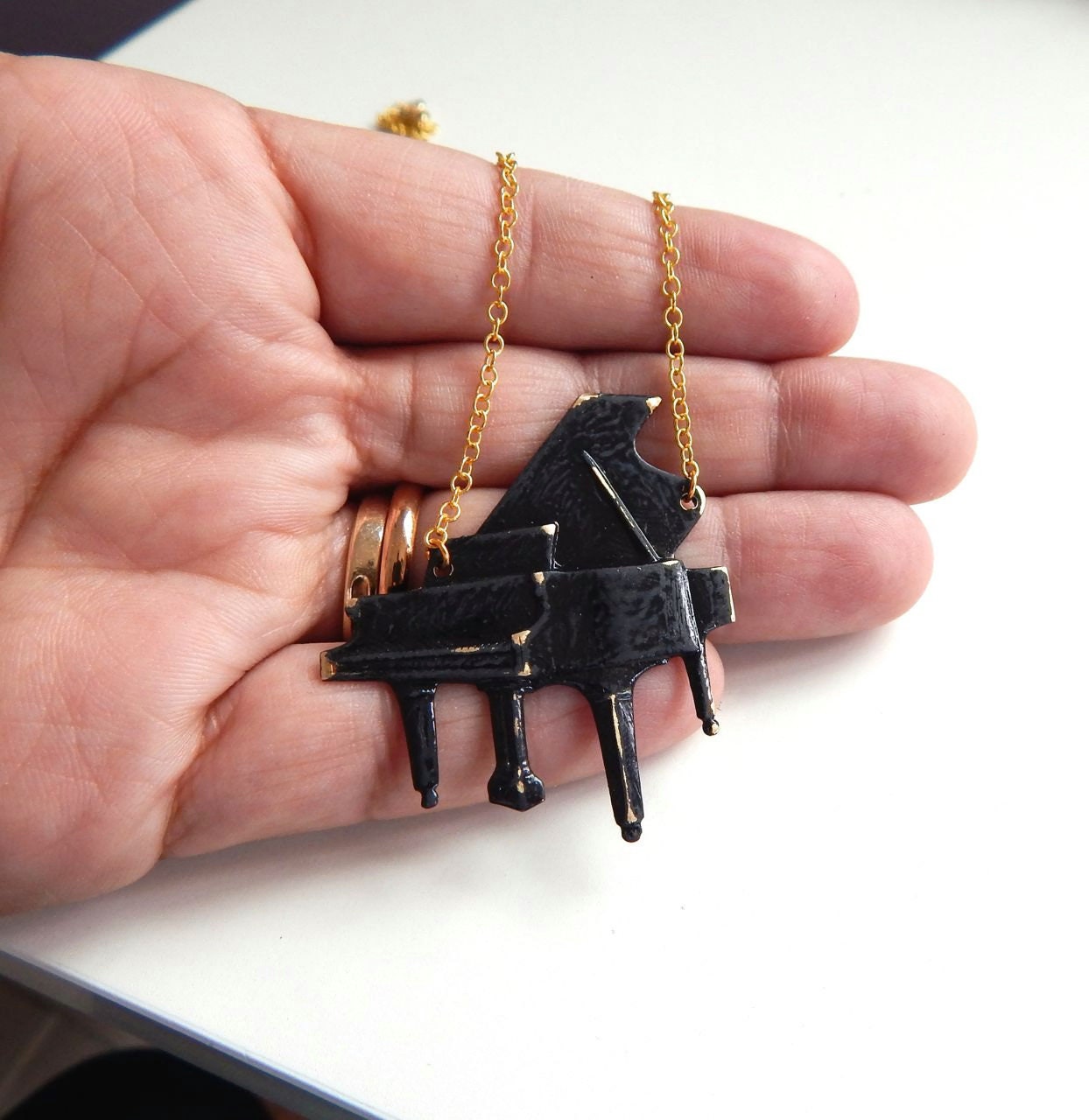 Grand piano necklace - piano charm pendant