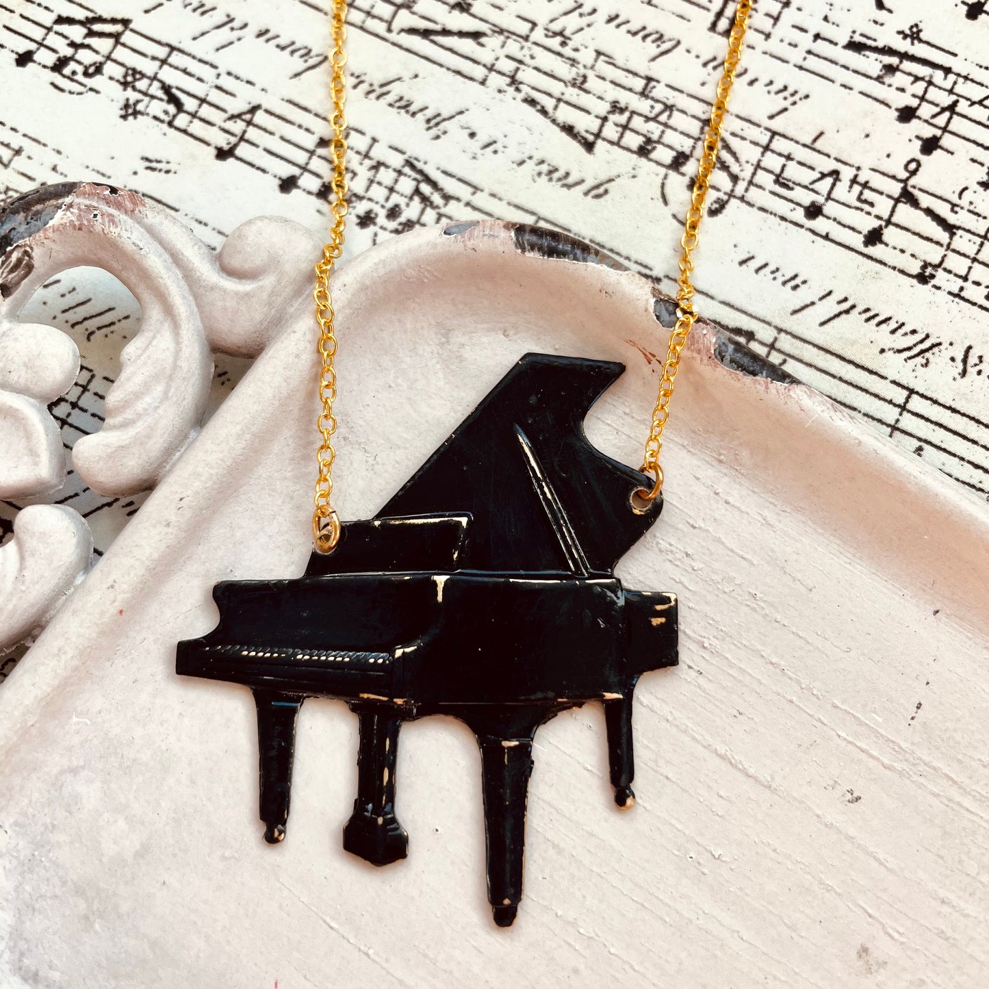 Grand piano necklace - piano charm pendant