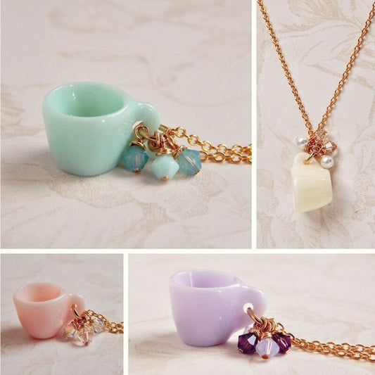 Miniature Tea cup Necklace - Little Cup of Spring