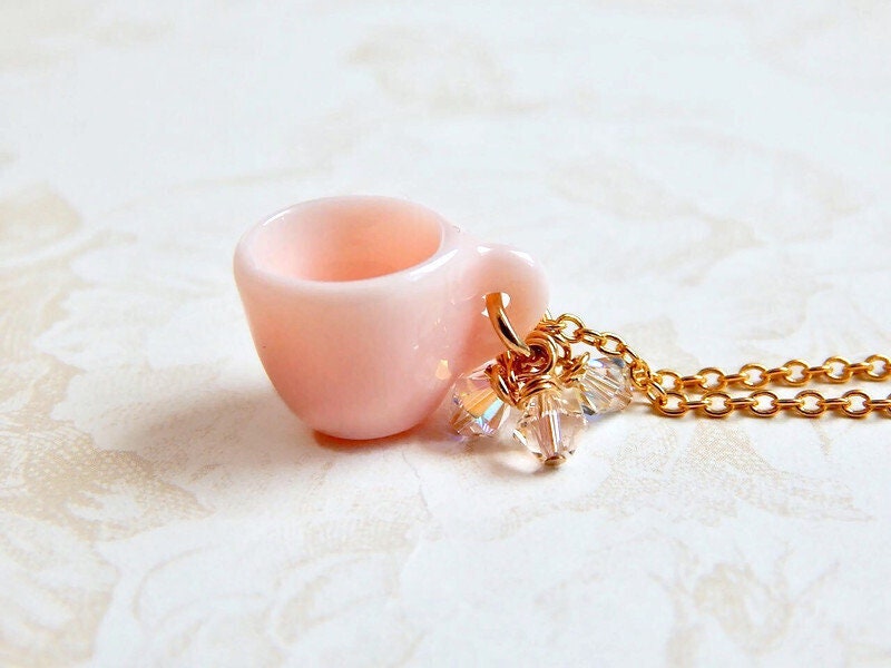 Miniature Tea cup Necklace - Little Cup of Spring