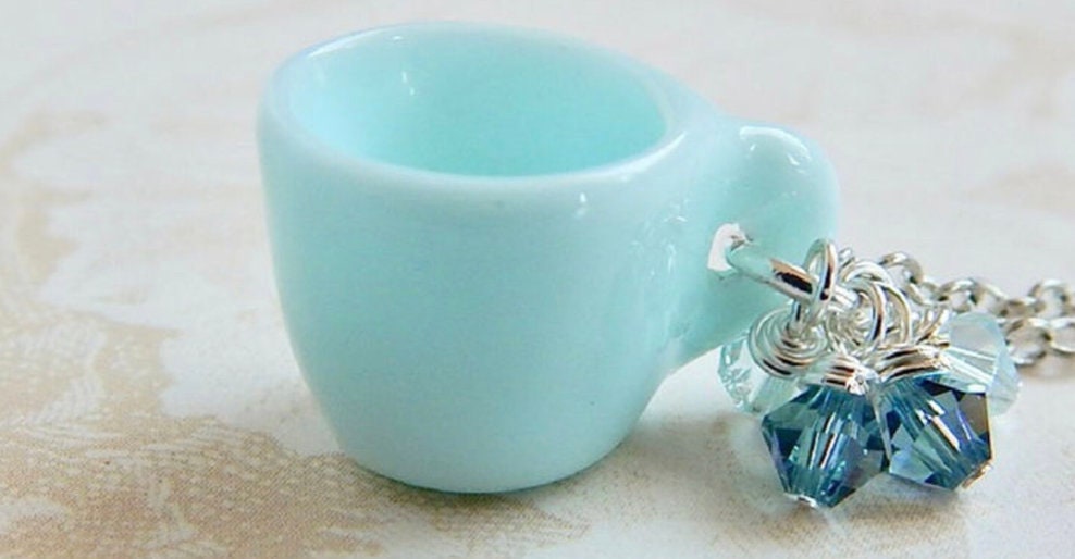 Miniature Tea cup Necklace - Little Cup of Spring