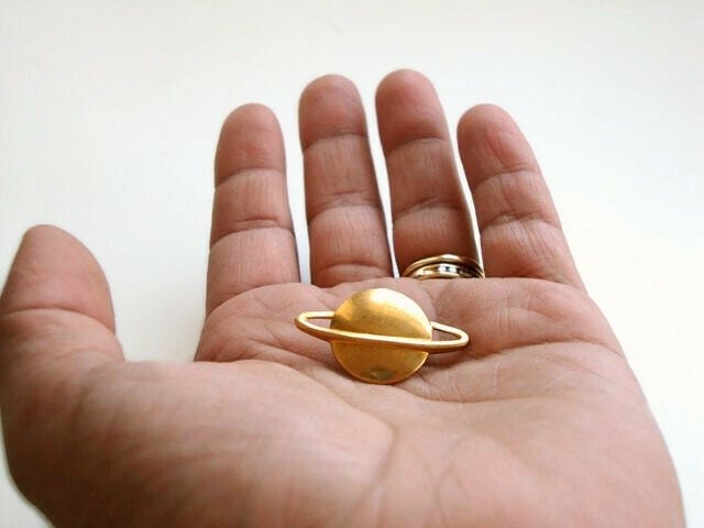 Vintage Brass Planet Saturn Pin
