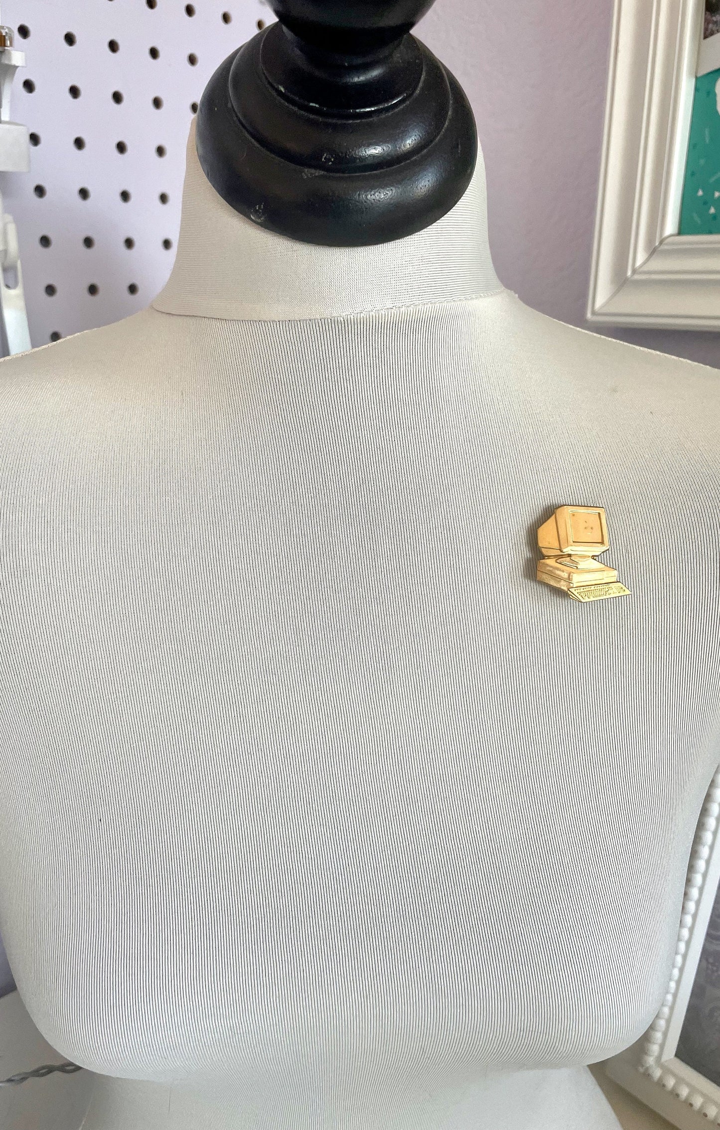 Steve - Vintage Brass desktop Computer pin