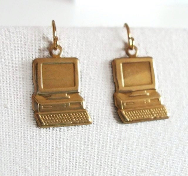 Vintage Brass Computer earrings