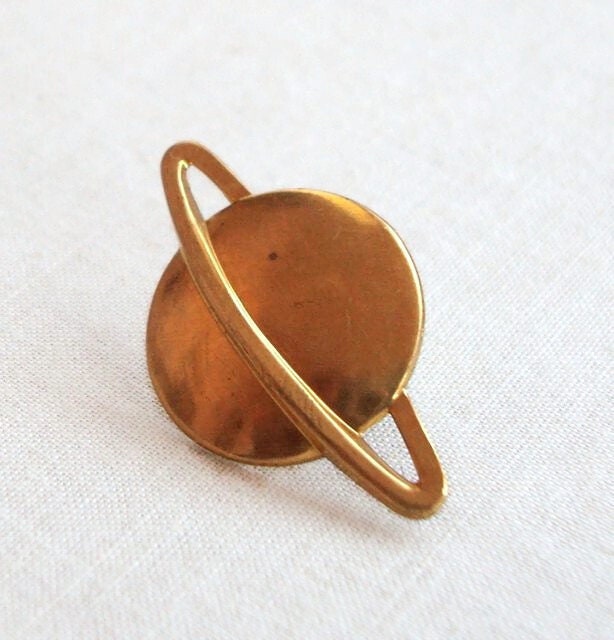Vintage Brass Planet Saturn Pin
